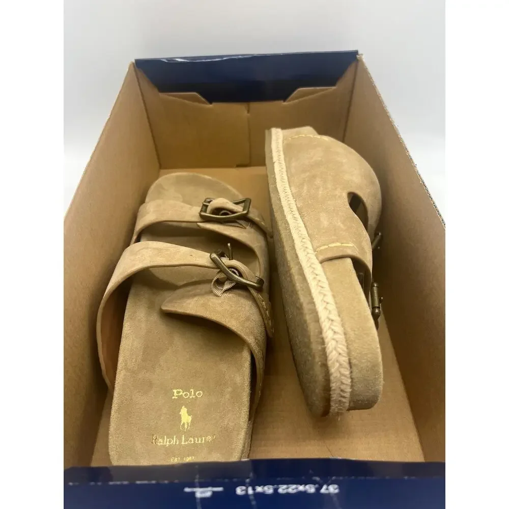Polo Ralph Lauren Turbach Sandals Beige Suede Men Size 12D New